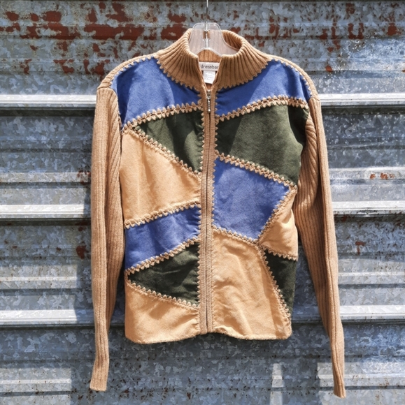 Dress Barn Jackets & Blazers - Patchwork Sweater Zip Up Dress Barn Jacket